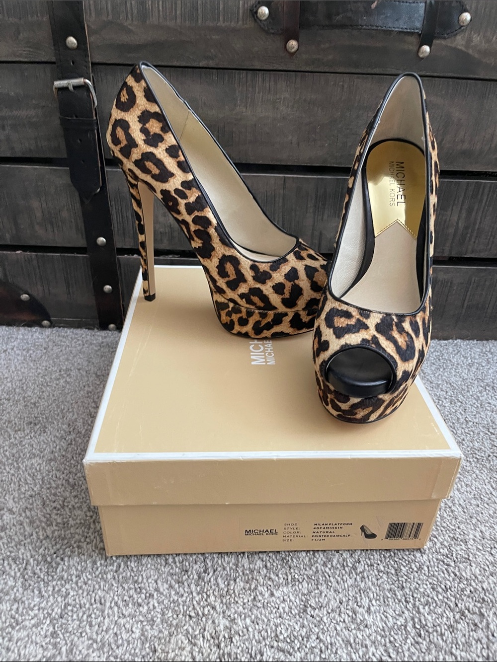 Michael Kors Milan Peep-Toe Platform Pump in Printed Haircalf